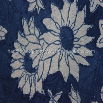 5 yard Indian hand block Print cotton Indigo Blue Dabu Fabric Sanganeri Prints