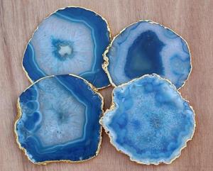 Vente en gros de sous-verres en agate bleue naturelle Pierre semi-précieuse Cristal de table Gemmes décoratives Décoration de la maison Cadeau article - Product Image 2