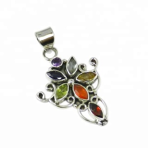 Beautiful Genuine Carnelian <b>Garnet</b> Multi Gemstone Chakra <b>Pendant</b> 925 Silver Fine Jewelry <b>Pendants</b> & Charms Supplier - Product Image 1
