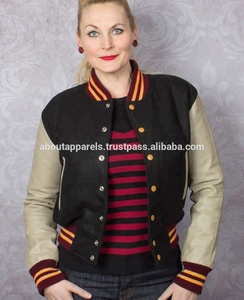 Chaquetas Varsity Personalizadas para Mujer 2026, Alta Calidad, 100% Lana, Mangas de Cuero, Estilo Universitario, Tallas Grandes, Rayas - Product Image 3
