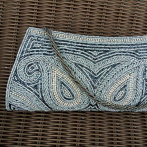 Handcrafted Ladies Wallet Clutch Elegant Beaded <b>Evening</b> <b>Bag</b> with Satin Lining Rhinestone and Silk Fabric for Parties - Product Image 1