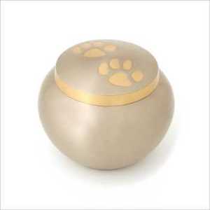 Hermosas Urnas Conmemorativas Redondas para Mascotas con Huella de Pata para Cenizas Funerarias de Metal Latón/Aluminio - Product Image 4