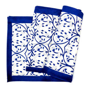 Meilleure qualité coton tissu main bloc imprimé brodé chemin de Table feuilles de vigne conception pour hôtels vente entière - Product Image 1