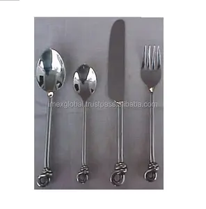 SILVER HANDLE WITH KNOT FLATWARE CUTLERY SET