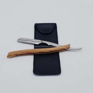 Private Label Natural Coloured Wood and Stainless Steel Barber <b>Straight</b> <b>Razor</b> Customizable Product Category - Product Image 1