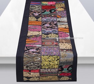 Ấn Độ cũ Sari chắp vá tấm thảm GYPSY phong cách thiết kế Bảng trang trí nội thất treo tường Bohemian cổ điển bảng RUNNER cho trang trí nội thất - Product Image 5