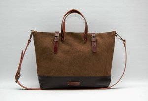 Sac en toile cirée avec poignées et fermetures en cuir de vachette 100%, couleur snuff, options multicolores, modèle LHB-0065 - Transport facile et pratique - Product Image 3