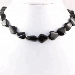 Facette en forme de spinelle noire naturelle, pierre précieuse pour la fabrication de bijoux, Bracelet, collier, Baeds, qualité supérieure - Product Image 1