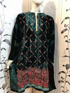 Velour สีฟ้าหลายสีพรรคสวมใส่ชุดที่สวยงาม Kurtis Kurti เสื้อ - Product Image 6