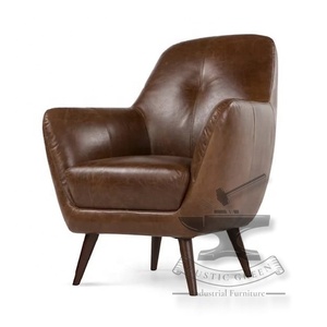 Chaise d'appoint vintage en cuir véritable - Product Image 3
