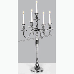 Candélabre de table de mariage à cinq bras de style Ins fait à la main couleur personnalisée taille aluminium métal cristal décor pour la décoration de la maison-Alam - Product Image 3