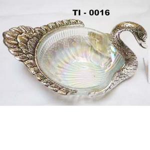 Tazón de pato de latón con combinación de vidrio para el hogar, hotel, restaurante, regalo de bodas - Product Image 1