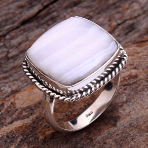 Anillo de Plata de Ley 925 con Piedra Preciosa de Argonita Rosa en Forma de Princesa, Labradorita, Cianita, Calsilica Arcoíris y Granate - Product Image 1