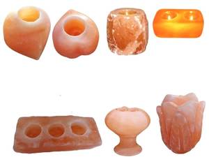 Sel 3 bougeoir Organique sel De cristal de L'himalaya bougeoir Naturel Fabriqué à Trois Trous De L'himalaya Sel Bougeoir - Product Image 5