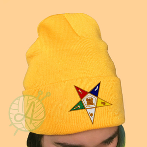 Custom Eastern <b>Star</b> Winter Skull Design Beanie 100% Wool Mohair Durable <b>Fabric</b> for Beach and Masons Apparel Headwear - Product Image 2