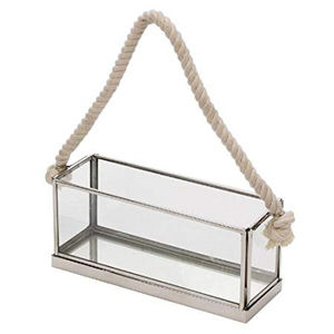 Clear Glass Tea Light Holder With Rope Handle - Product Image 1
