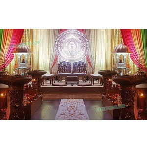Magnifique Décoration de Scène de Mariage Moderne en Fibre de Verre, Panneau Rond Personnalisable en Taille et Couleur, Montage Facile - Product Image 1