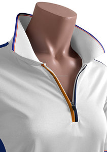 Ladies High Quality Short Sleeve <b>Zip</b> <b>up</b> <b>Polo</b> Shirt / Sports Shirt / T-Shirt - Product Image 4