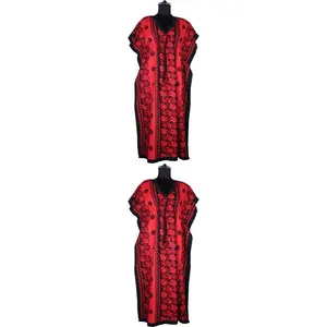 2025 Kaftan largo de algodón para chica Sexy para mujer ropa de playa de alta calidad bloque de mano impreso diseño Floral Kaftan tamaño libre Kaftan - Product Image 1