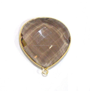 Connecteur en argent 925 plaqué argent, fait main, avec sangle simple pour pierre précieuse en quartz fumé, forme cœur 18x18mm, composants de bijoux - Product Image 3