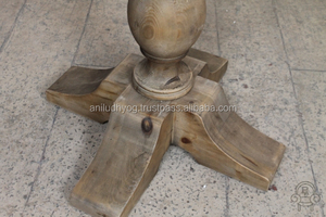 Table à manger en bois Vintage sur socle rond, métallique - Product Image 2