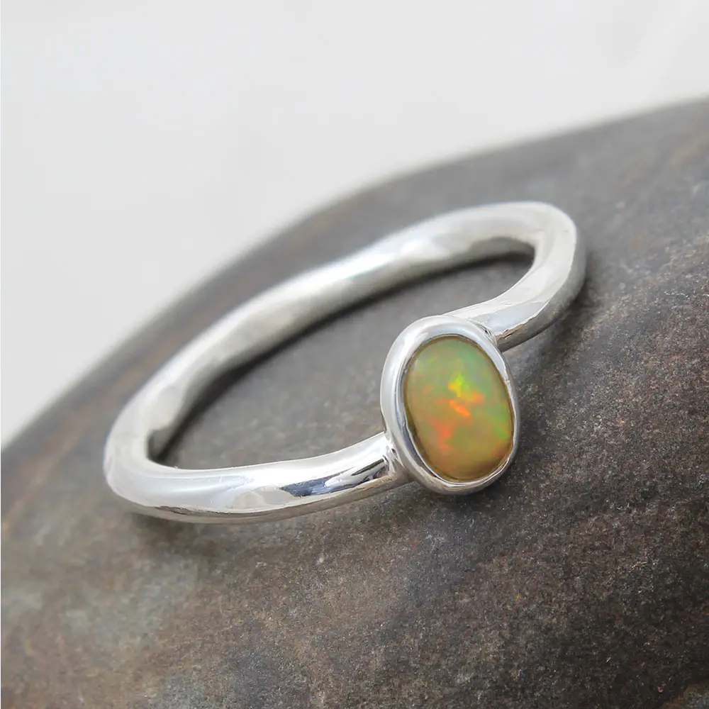 Dazzling 925 sterling silver Ethiopian opal gemstone ring jewelry wholesale fashion silver ring
