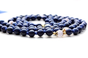 Collar Mala Largo con Cuentas de Lapislázuli para el Chakra del Cuero Cabelludo, con Borla de Seda, 108 Cuentas, Joyería Budista de Yoga para Hombre, Regalo - Product Image 4