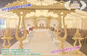 Última ronda de madera tallada boda Mandap exclusivo Bollywood hecho a mano tendencia Mandap matrimonio indio conjunto de Mandaps de madera EE. UU. - Product Image 3