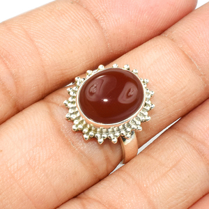 Bagues en argent Sterling 925 de cornaline Orange de forme ovale, vente en gros de bijoux en argent - Product Image 4