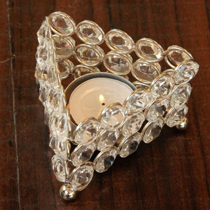 Chapado en plata de mesa de cristal de diamante de té votiva - Product Image 1