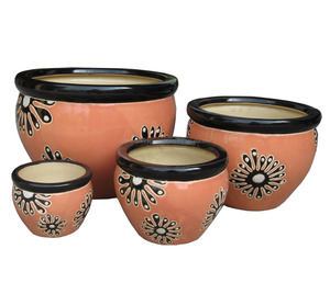 หม้อเซรามิกสีเขียวตกแต่งลวดลายดอกไม้ใหม่ - Product Image 2