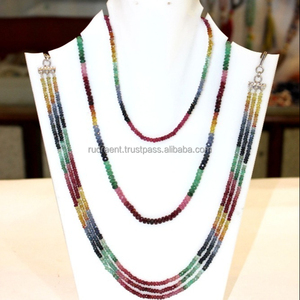 Collar de piedras preciosas con cuentas para mujer, Micro facetado de zafiro, collares de plata de ley 925, tasación de tres partes - Product Image 1