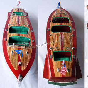 Modèle de bateau à moteur en bois artisanal Gia Nhien Hacker Craft du Vietnam avec technique de polissage, style nautique, décoration d'intérieur - Product Image 1