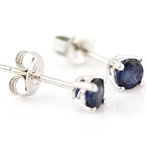 Mode-sieraden 925 Sterling Zilver Indian Plated Sapphire Blue Stud Silver Earring Studs