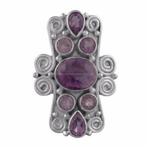 Anillo de piedras preciosas con abalorio de amatista de Plata de Ley 925 - Product Image 1