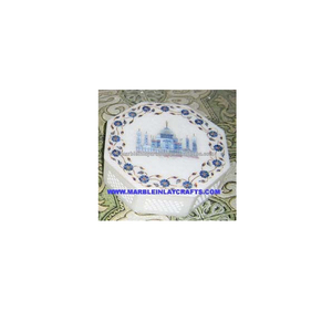 Exclusiva Caja Decorativa de Mármol con Incrustaciones de Piedras Semipreciosas para Almacenamiento - Product Image 1