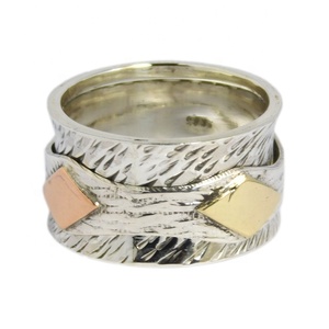 New Brand Collection 92.5 <b>Silver</b> Spinner Hammered <b>Ring</b> Beautiful <b>Silver</b> Jewelry <b>Eternity</b> Vermeil <b>Rings</b> for Unisex Gift - Product Image 2
