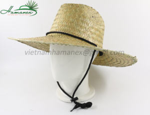 Sombrero de paja de hierba marina natural de vaquero personalizable con patrón bordado y cordón de barbilla - Product Image 2