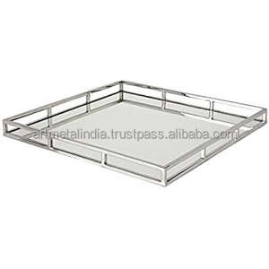 Plateau de service en métal en aluminium de style antique avec poignées prix de gros plateau de service - Product Image 4