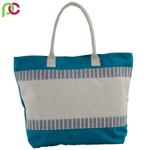 2021 femmes été personnalisé sérigraphié coton toile fourre-tout sac de plage écologique deux poignées fermeture à glissière lettre décoration - Product Image 2