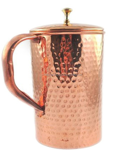 Jarra de cobre puro martillada a mano de 1500ml con tapa, beneficios para la salud para agua hirviendo - Product Image 6