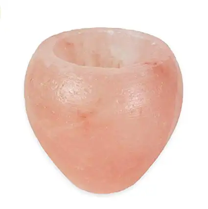 リンゴの形のヒマラヤロックピンクの塩キャンドルホルダー