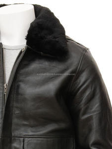 Isonz-chaqueta de cuero para hombre, Cazadora Bomber de cuero negro, zona de cuero - Product Image 4