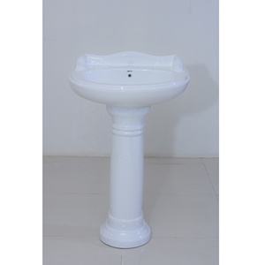 Lavabo de cerámica con Pedestal para baño, lavabo de pie - Product Image 3