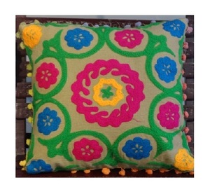 Housse de coussin indien suzuki fait à la main, pompons en dentelle, oreiller ethnique Vintage Sham - Product Image 1