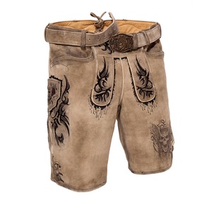 German Bavarian Oktoberfest Lederhosen Trachten High Quality <b>Men's</b> Suede <b>Leather</b> <b>Shorts</b> Eco-Friendly Breathable Button Fly - Product Image 1