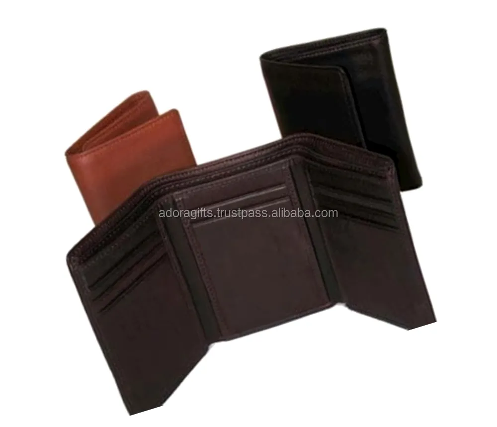 Tri - Folded Genuine Leather Gents Wallet / Triple Foldable Leather Mens Wallet / Wallet For Men