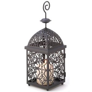 Metal <b>Candle</b> Lantern <b>Holder</b> Stand Antique Iron Birdcage Hanging <b>Candle</b> <b>Holder</b> Classic Decorative Candleholder Lantern Brushed Bl - Product Image 1