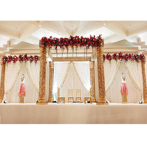 Mandap cuadrado de fibra tallada dorada para boda, accesorio de fibra para ceremonia de boda - Product Image 1