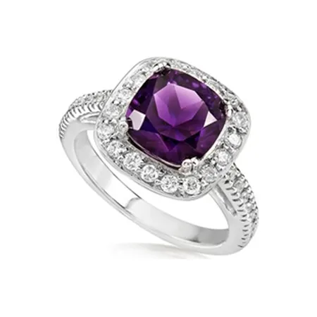 hi quality natural gemstone custom jewelry manufacture 925 ring sterling silver amethyst ring custom jewelry ring